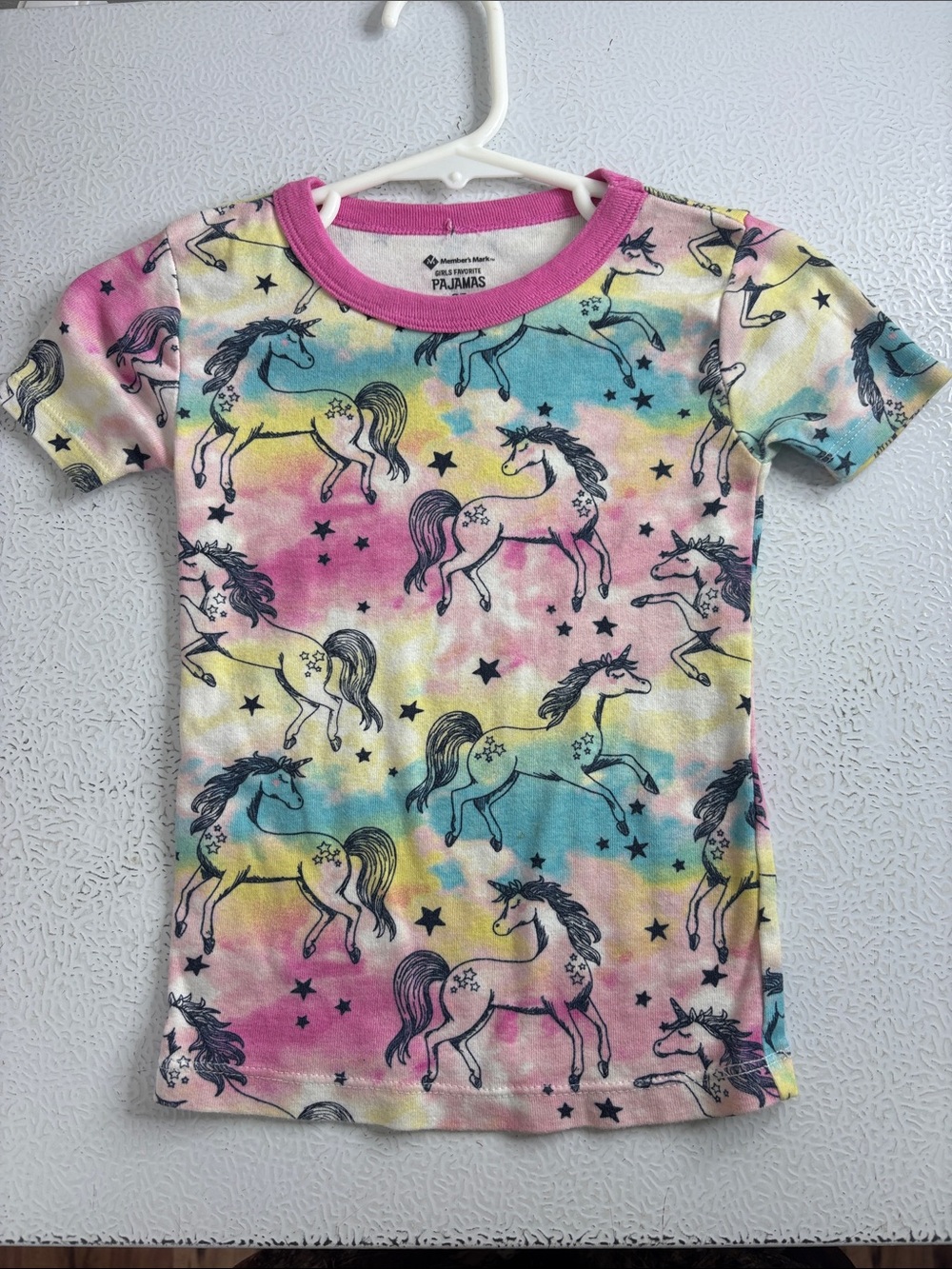 522 - Kids Unicorn Tie-Dye Short Sleeve Top - Pink Multi